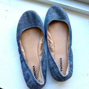 Gently used blue denim flats